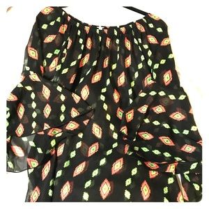 Sheer black Aztec blouse